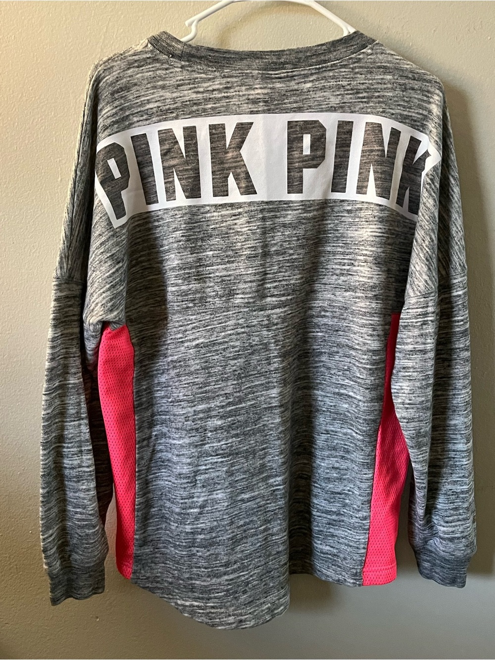PINK Victoria's Secret Gray Pullover with Pink Mesh Side Panels